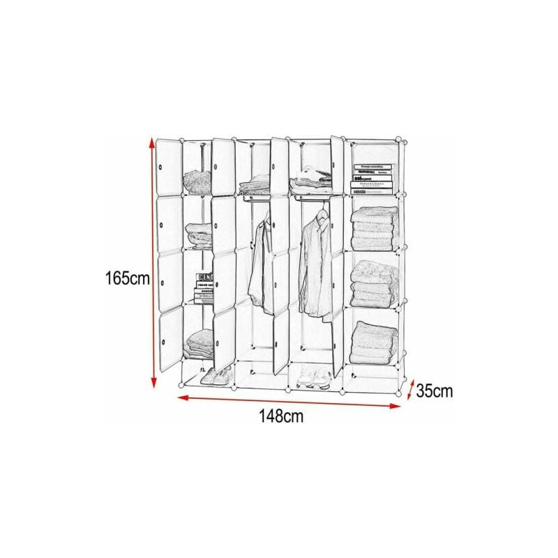 Guardaroba Armadio salvaspazio Multifunzione Robusta plastica  dell'organizzatore di immagazzinaggio Mensole Bookshelf plastica Portatile  Armadio Nero FANJIANI (Size : 183x47x183cm) : : Casa e cucina