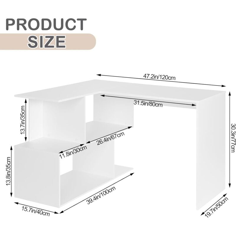 WOLTU Scrivania Angolare con Mensola a 3 Ripiani Tavolo da Lavoro Ufficio  Legno, Bianco, TS64ws : : Casa e cucina