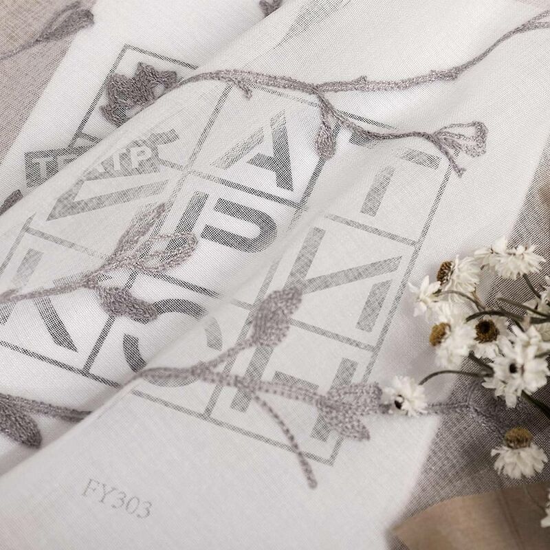 BOYOUTH Tende In Voile Trasparenti Con Rondini E Rami Di Salice - Grigio, 2 Pannelli 99x106 Cm
