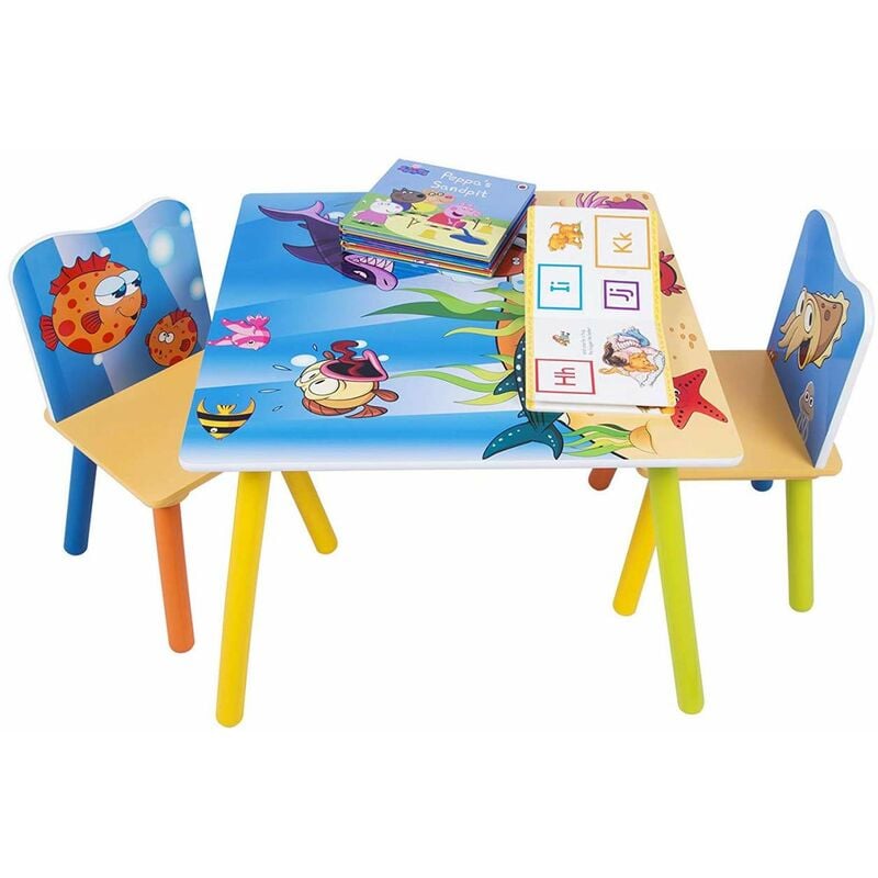 WOLTU SG001 Tavolo e Sedie per Bambini Soggiorno Tavolino con 2 Sgabelli  Set Mobili in Legno : : Casa e cucina