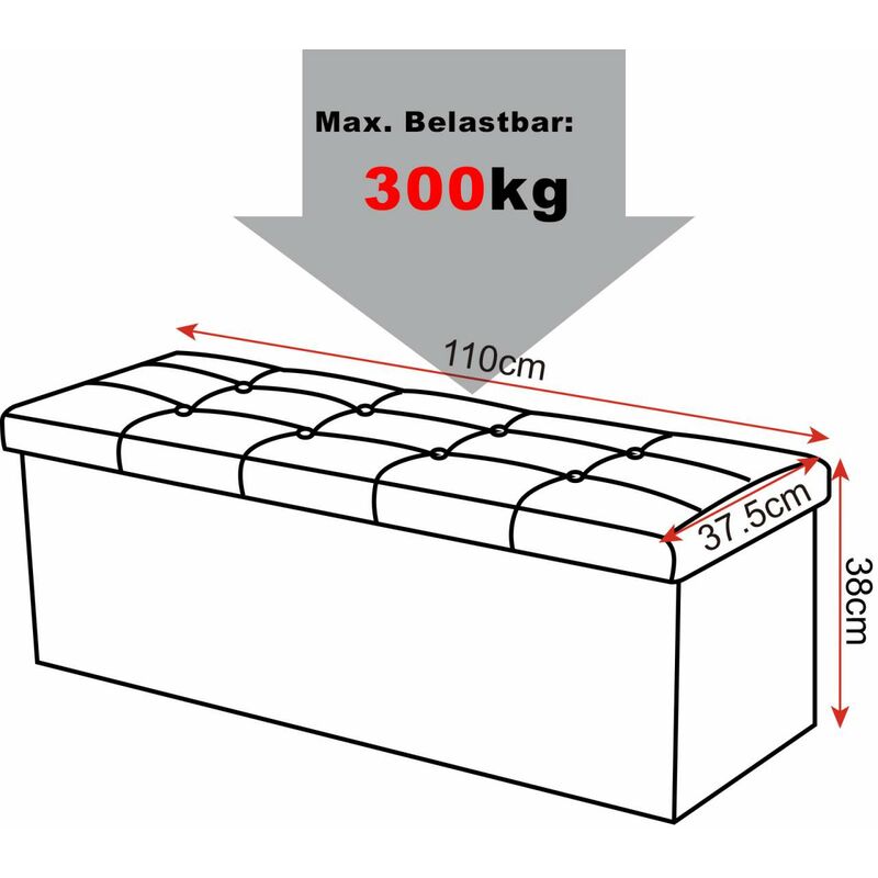 WOLTU Pouf Contenitore Pieghevole Cassapanca Scarpiera Poggiapiedi 110 cm