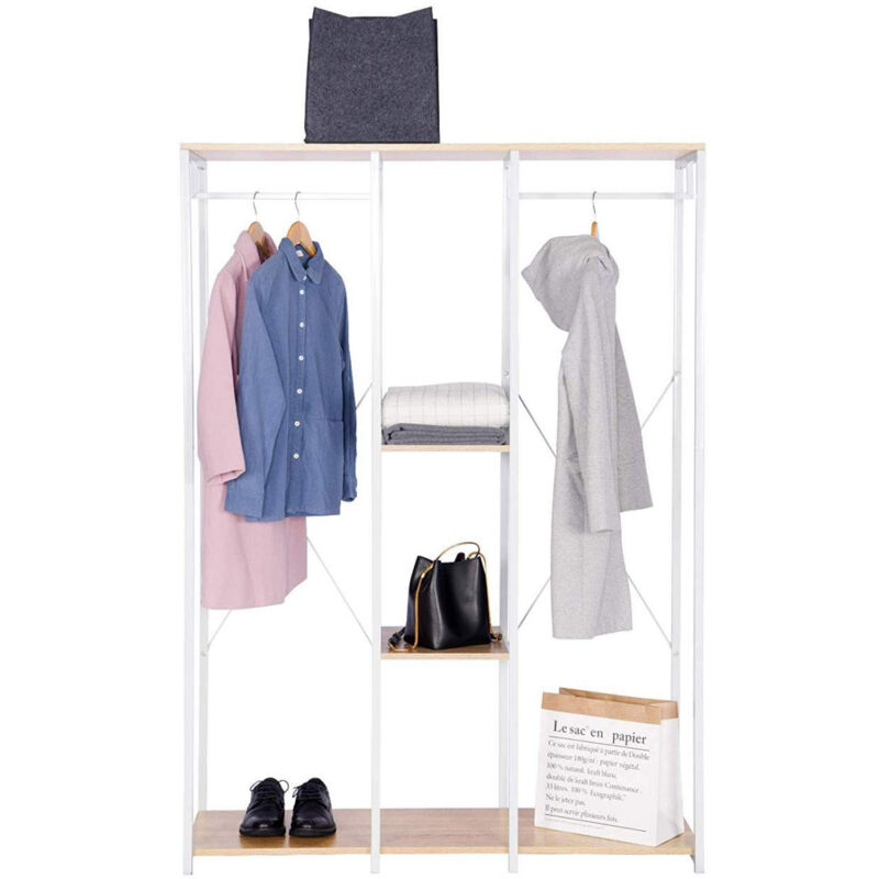 WOLTU Appendiabiti In MDF E Acciaio - Bianco, 90x40x204 Cm, Con Ripiani - Foto 11