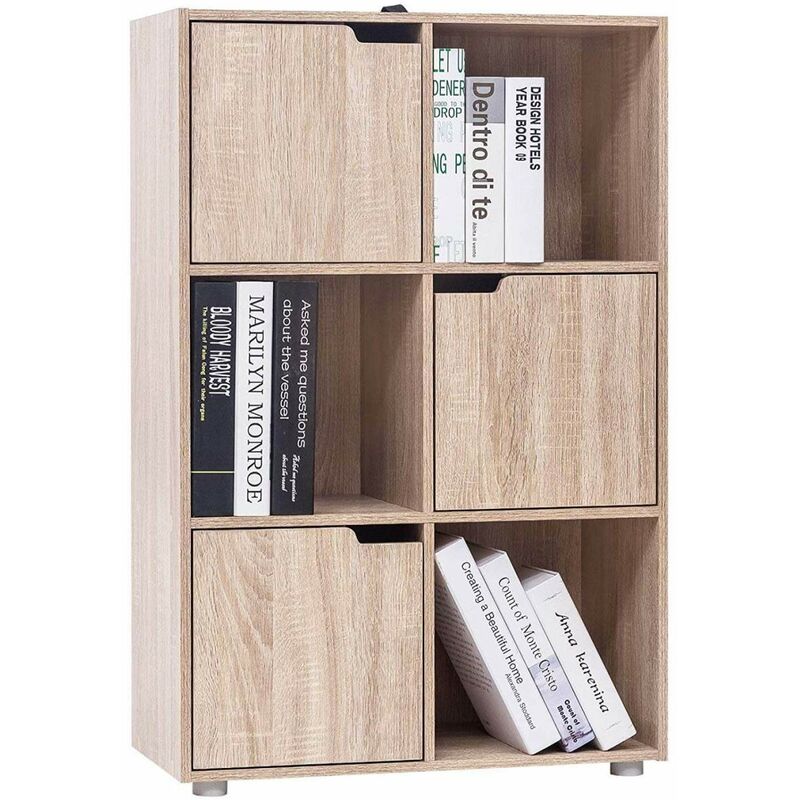 WOLTU Libreria Moderna Mensola di Legno a 4 Cubi Scaffale da