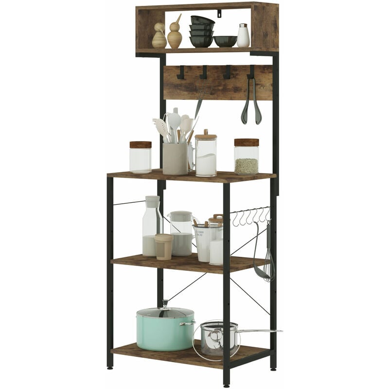 EASYCOMFORT Scaffale Stile Industriale 4 Ripiani, Mobile Libreria per  Soggiorno, Ingresso, Camera da Letto, Metallo e Legno, Marrone, 100x30x72cm