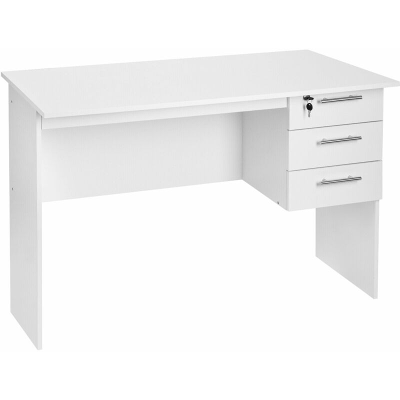 WOLTU Scrivania con 3 Cassetti per Ufficio Studio Tavolo da Lavoro Porta PC  in Legno Bianco 120x59x75 cm