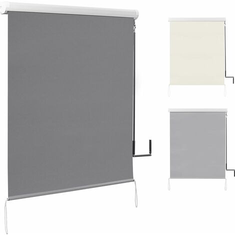 WOLTU Tenda da Sole Verticale Tenda a Rullo per Esterno Tenda da Sole a Caduta con Manovella Tenda per Balcone Avvolgibile Oscurante Protezione Sole Vento per Gazebo Giardino. Grigio Scuro 100x240 cm