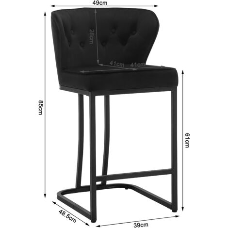 WOLTU Set di 4 Sgabelli da Bar con Schienale. Sedie Sala da Pranzo con Poggiapiedi. Sedie Ergonomica per Cucina. Camera da Letto. Soggiorno. Sedie in Velluto e Gambe in Metallo. Nero