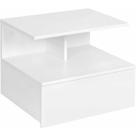 WOLTU 1x Comodini Sospesi in Legno con 1 Cassetto e 1 Scomparto Aperto, Bianco