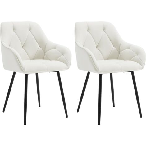 WOLTU Set 2 Sedie Moderne da Cucina o Soggiorno in Velluto con Gambe in Metallo Crema
