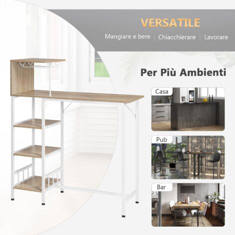 WOLTU Tavolo Da Bar Alto Quadrato - Stile Industriale, Piedini Regolabili, Piano Resistente, 60x60cm