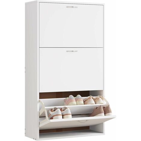 ANram Scarpiera a 3 Ripiani per Ingresso, Panca per Scarpe con Sedile Imbottito con Cuscino, Piccolo Organizer per Scarpe con Vano per Ingresso Interno Corridoio Camera da Letto Soggiorno