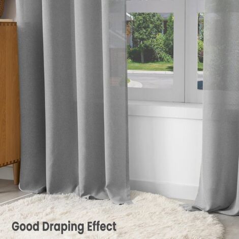 Surwin Tinta Unita Tende per Interni a Vetro Con Occhielli, 2 Pezzi Camera da Letto, Voile Semi Trasparenti per Cucina, Soggiorno 132x270cm, Blu Navy