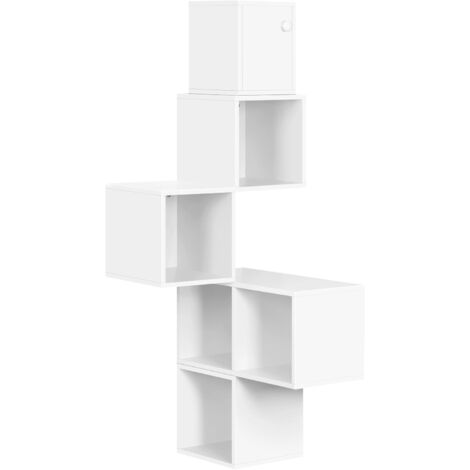 WOLTU Libreria Scaffale// Mensola a Muro Mensole Parete Angolare Moderna 5 Cubi Aperti e 1 Scomparto Bianco