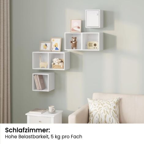 WOLTU Libreria Scaffale// Mensola a Muro Mensole Parete Angolare Moderna 5 Cubi Aperti e 1 Scomparto Bianco