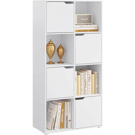 Libreria a 6 cubi con 2 kit anti-ribaltamento, Scaffale a 4 ripiani da  terra per soggiorno studio 61x30x90cm Bianco - Costway