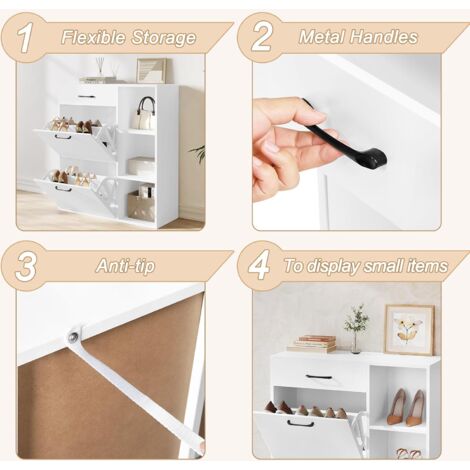 Scarpiera moderna per ingresso, scarpiera con 3 ante cave, organizer per scarpe a 4 ripiani per porta d'ingresso, scarpiera | Leroy Merlin