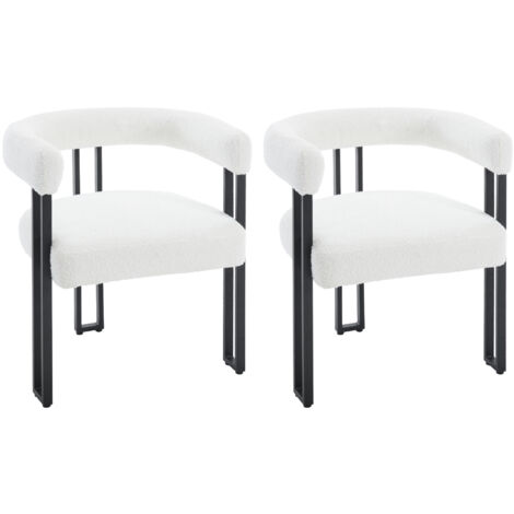 WOLTU 2x Sedie da Pranzo Sedie da Cucina con Gambe in Metallo per Sala da Pranzo, Ciniglia, Crema