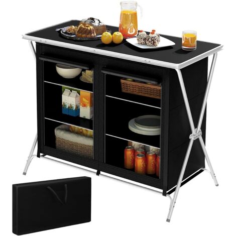 WOLTU Tavolo Campeggio in Alluminio Picnic Campeggio Giardino Casa, 50.5x47x59.5cm, Nero