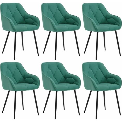 WOLTU Set 6x Sedie Moderne da Cucina o Soggiorno in Velluto con Gambe in Metallo, Azzurro