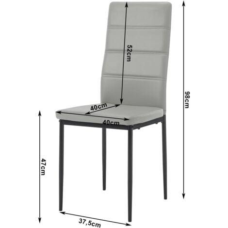 WOLTU Set 4 Sedie Moderne sala Pranzo Salotto Cucina Seduta in Similpelle e Metallo, Grigio