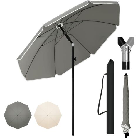 WOLTU Ombrellone da Giardino Rotondo da 1,75 m con con Funzione di Inclinazione e Altezza Regolabile Grigio scuro