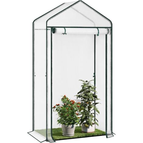 WOLTU Serra da Giardino Copertura PE Porte Avvolgibili, 100x50x190cm, Bianco