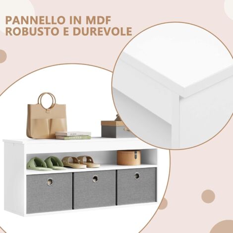 HOMCOM Panca Porta Scarpe Con Seduta E 6 Cassetti In Tessuto, Grigio Chiaro, Per Ingresso E Corridoio - 3