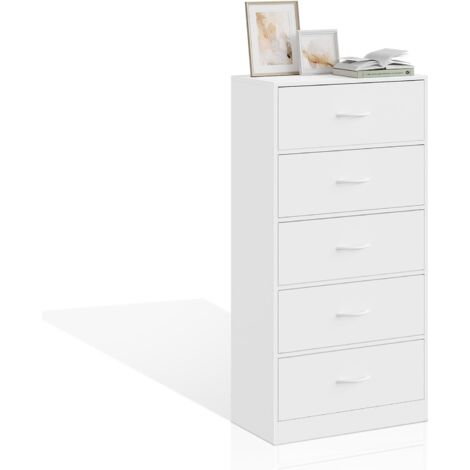 Cassettiera In Tessuto Con 5 Cassetti E Ruote, Struttura In Metallo, Per Camera Da Letto, Soggiorno O Cameretta, Bianco, Con Antiribaltamento - 2