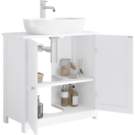 WOLTU Amardietto Sottolavabo per Bagno in MDF con 2 Ante, Bianco