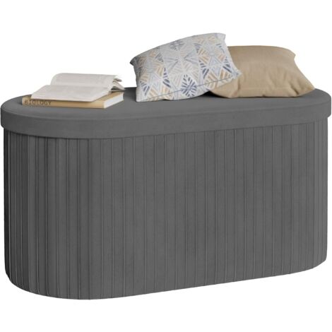 WOLTU Pouf Panca Ottomana Pieghevole Contenitore Portaoggetti di Interno 76 Litri con Coperchio Ribaltabile Grigio Scuro