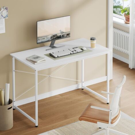 WOLTU Tavolo da studio scrivania per computer, postazione di lavoro moderna per ufficio, tavolo da pranzo per casa e ufficio, 120x60 cm, Bianco