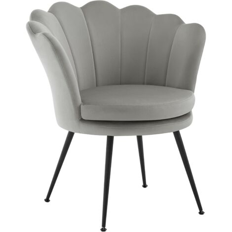 WOLTU Poltrona Imbottita Poltroncina Salotto Sedia da Salotto per Camera da Letto, Velluto, Grigio