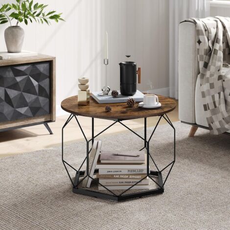 Tavolino rotondo in legno, stile chalet