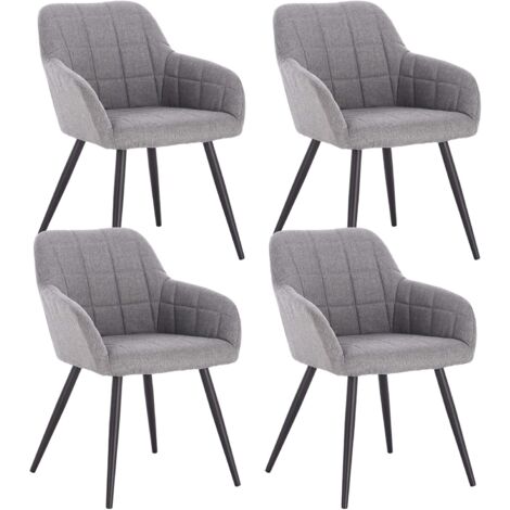 WOLTU Set di 4 sedie da pranzo, sedie da cucina in lino e metallo 49x43x81cm grigio chiaro