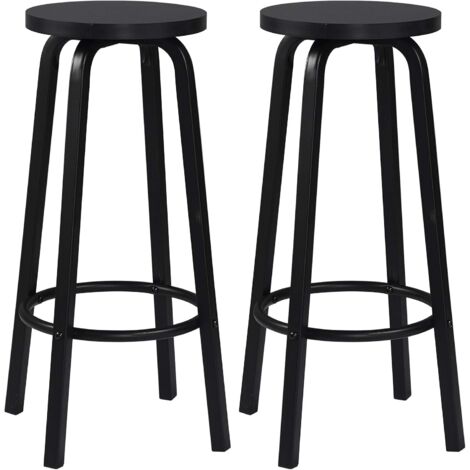 WOLTU Set di 2 sgabelli da bar-bistrot - Seduta in MDF - Struttura in metallo - Sgabello da cucina - 30 x 30 x 72 cm - Nero