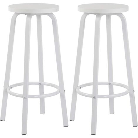 WOLTU Set di 2 sgabelli da bar-bistrot - Seduta in MDF - Struttura in metallo - Sgabello da cucina - 30 x 30 x 72 cm - Bianco