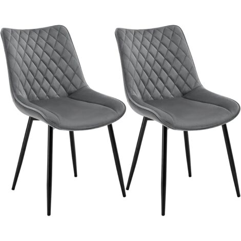 WOLTU Set di 2 sedie da pranzo, seduta in velluto, sedie da cucina, gambe in metallo, grigio scuro