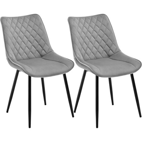 WOLTU Set di 2 sedie da pranzo, seduta in velluto, sedie da cucina, gambe in metallo, grigio chiaro