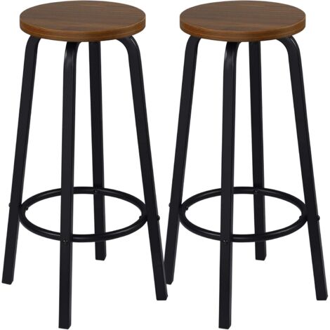 WOLTU Set di 2 sgabelli da bar bistrot - Seduta in MDF - Struttura in metallo - Sgabello da cucina - 30 x 30 x 72 cm - Faggio scuro