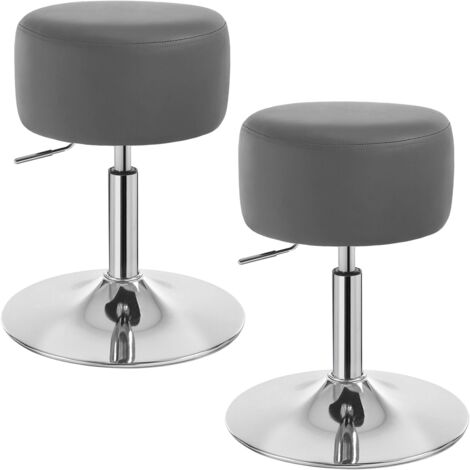WOLTU Set di 2 sgabelli da bar senza schienale, seduta in similpelle, altezza regolabile, grigio