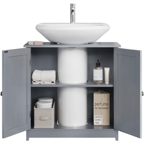 WOLTU Mobiletto Bagno Cassettiera Bagno Armadietto Bagno Mobile Sottolavabo per Bagno Grigio