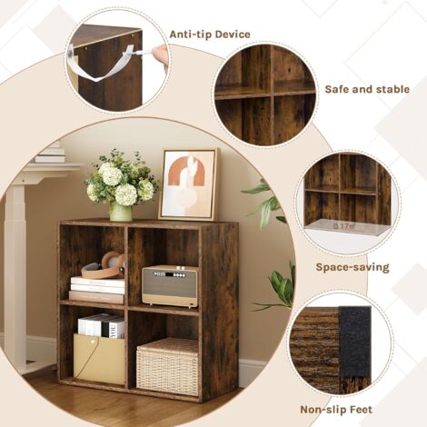 Bealife Libreria 5 Ripiani con Cassetto e Struttura ad Albero per Libri, CD, Rivette, Soggiorno
