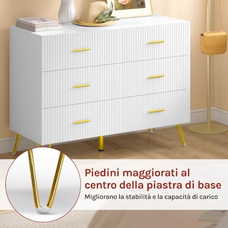 DWVO Cassettiera In Tessuto Con 9 Cassetti – Struttura In Acciaio E Piano In Legno – Bianco Crema