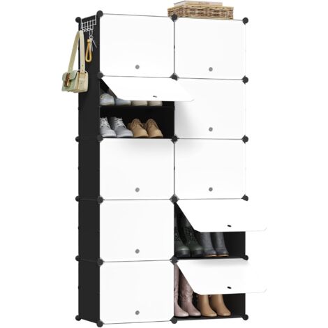 Scarpiera Componibile Modulare 10 Scomparti – DIY In Plastica PP, 5 Piani Per Scarpe, Stivali E Pantofole