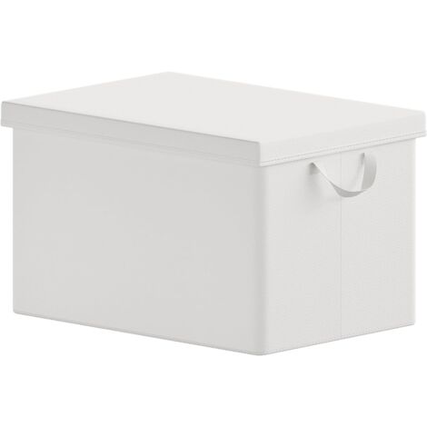 WOLTU Set 1 Scatole Portaoggetti box pieghevole cestino contenitore cesta con maniglie in tessuto Bianco 51L (1/5)
