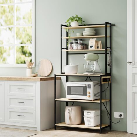 HOMCOM Mobile TV Stile Industriale con 6 Ripiani Marrone e Nero