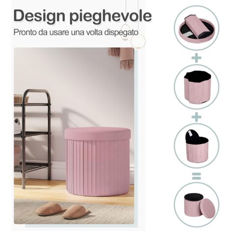Cassapanca pouf contenitore pieghevole 38 x 110 x 38 cm giallo