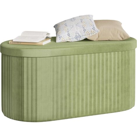 WOLTU Cassapanca Pouf Contenitore Pieghevole Panca Sgabello Poggiapiedi 76x38x38cm, Verde