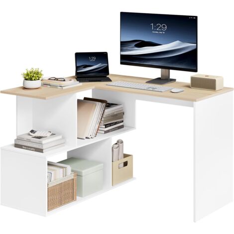 Scrivania Angolare Con Libreria - 120x100 Cm Nero | WOLTU Design Scandinavo | Salvaspazio Per Ufficio E Casa - Foto 3