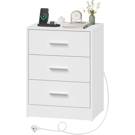 WOLTU Set 1 Comodini Camera da Letto Comodino Moderno da Notte con 3 Cassetti Tavolino Laterale da Divano Salotto Cassettiera Cameretta Bianco